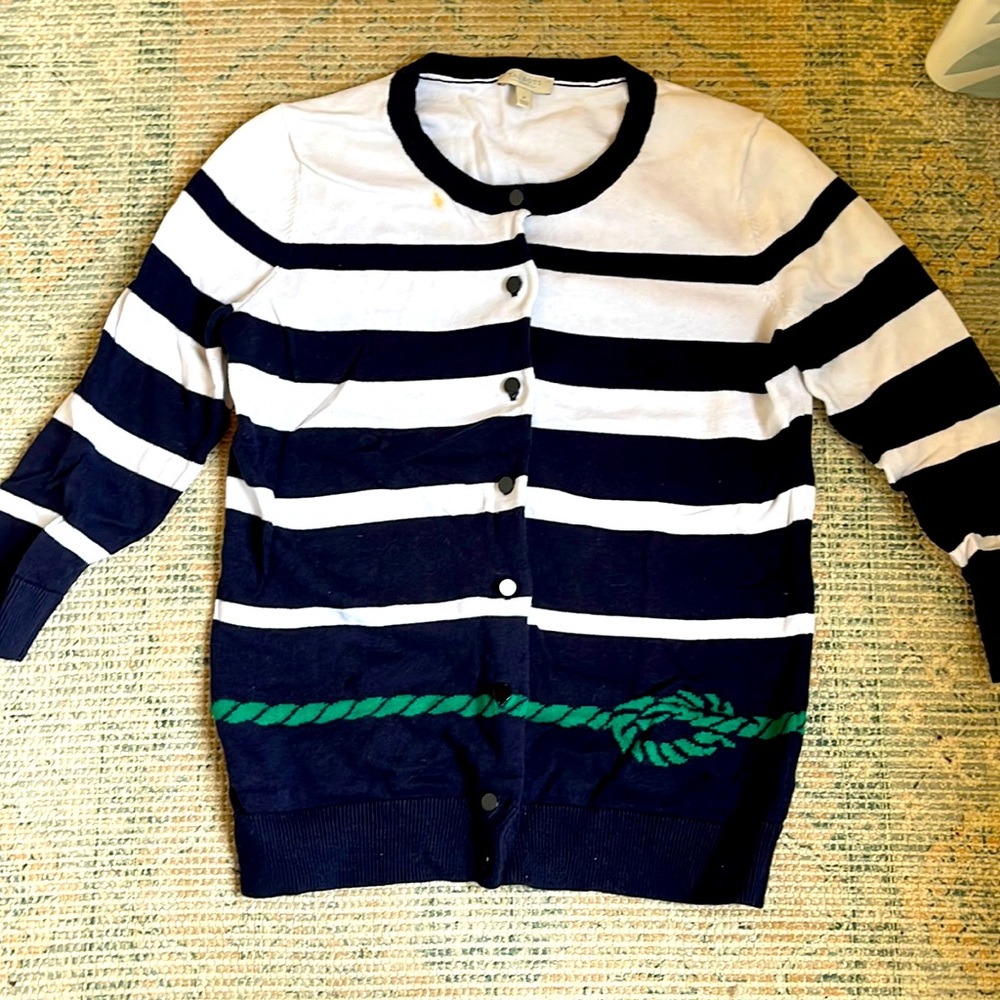 Talbots 3/4 Sleeve Nautical Cardigan